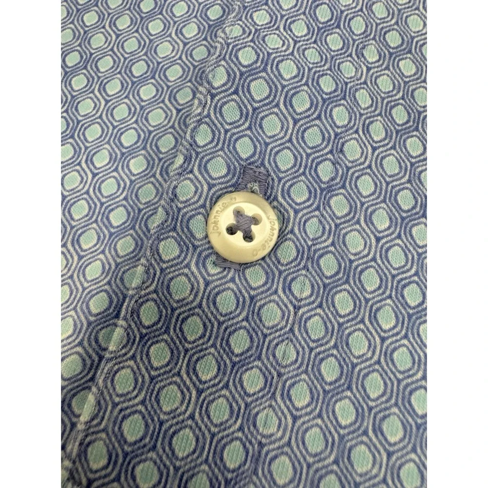 NWT johnnie-O PUDDLES Top Shelf Geometric Print Golf Polo Shirt Blue SMALL $110 - Picture 6 of 9